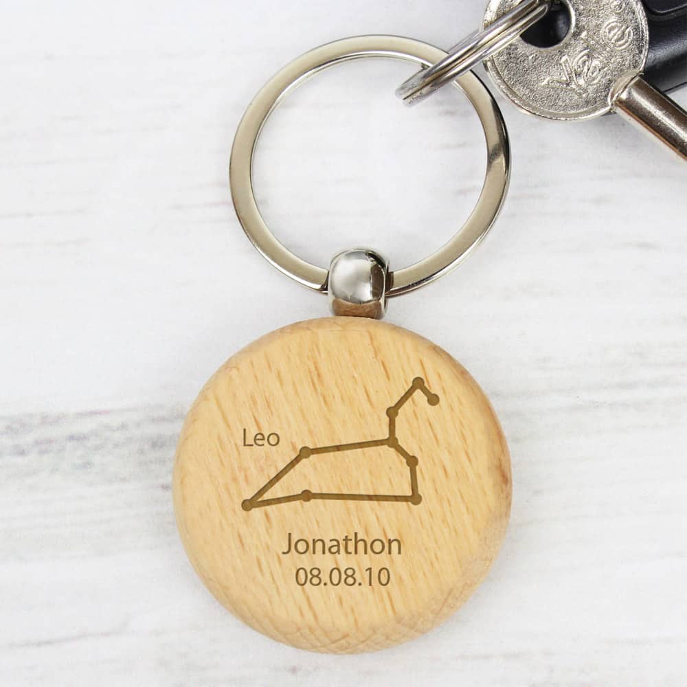 Leo Zodiac Star Sign Wooden Keyring (July 23rd – August 22nd) Leo Zodiac Star Sign Wooden Keyring (July 23rd - August 22nd)