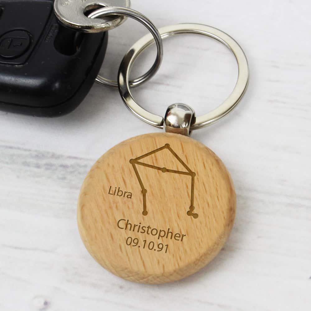 Libra Zodiac Star Sign Wooden Keyring (September 23rd – October 22nd) Libra Zodiac Star Sign Wooden Keyring (September 23rd - October 22nd)