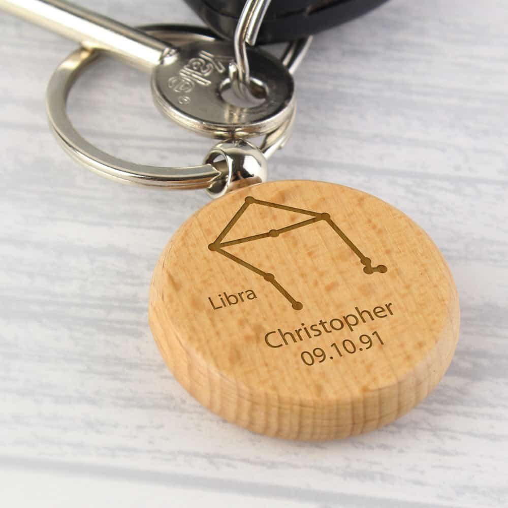 Libra Zodiac Star Sign Wooden Keyring (September 23rd – October 22nd) Libra Zodiac Star Sign Wooden Keyring (September 23rd - October 22nd)