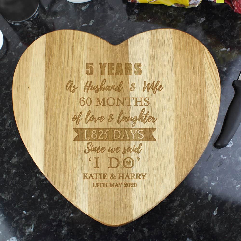 5th Anniversary Heart Chopping Board