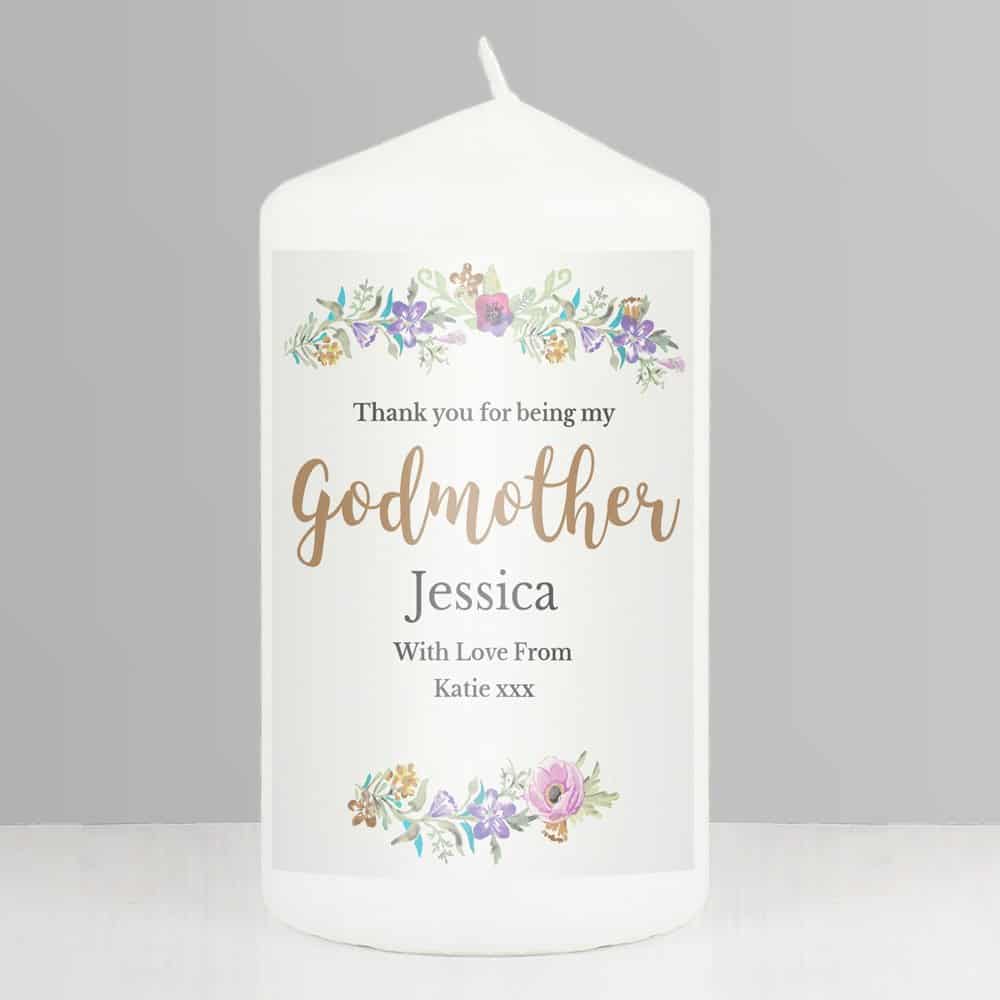 Godmother 'Floral Watercolour' Pillar Candle