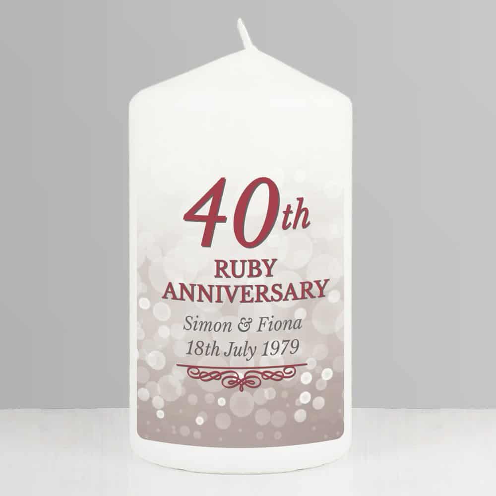 40th Ruby Anniversary Pillar Candle