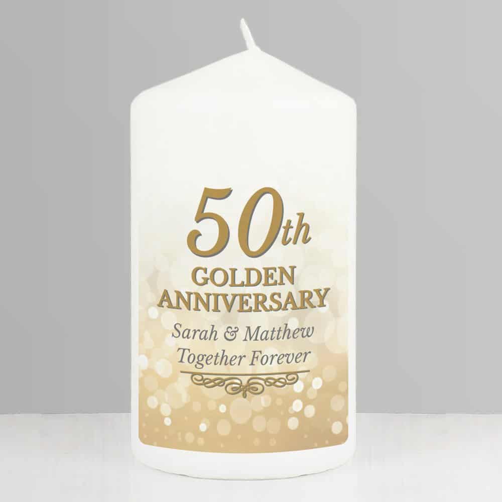 50th Golden Anniversary Pillar Candle