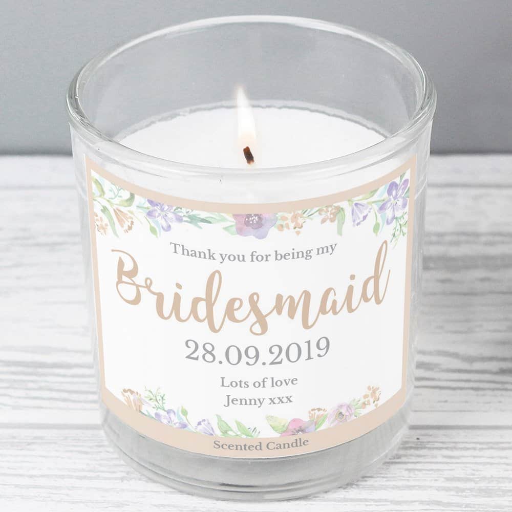 Bridesmaid 'Floral Watercolour Wedding' Scented Jar Candle