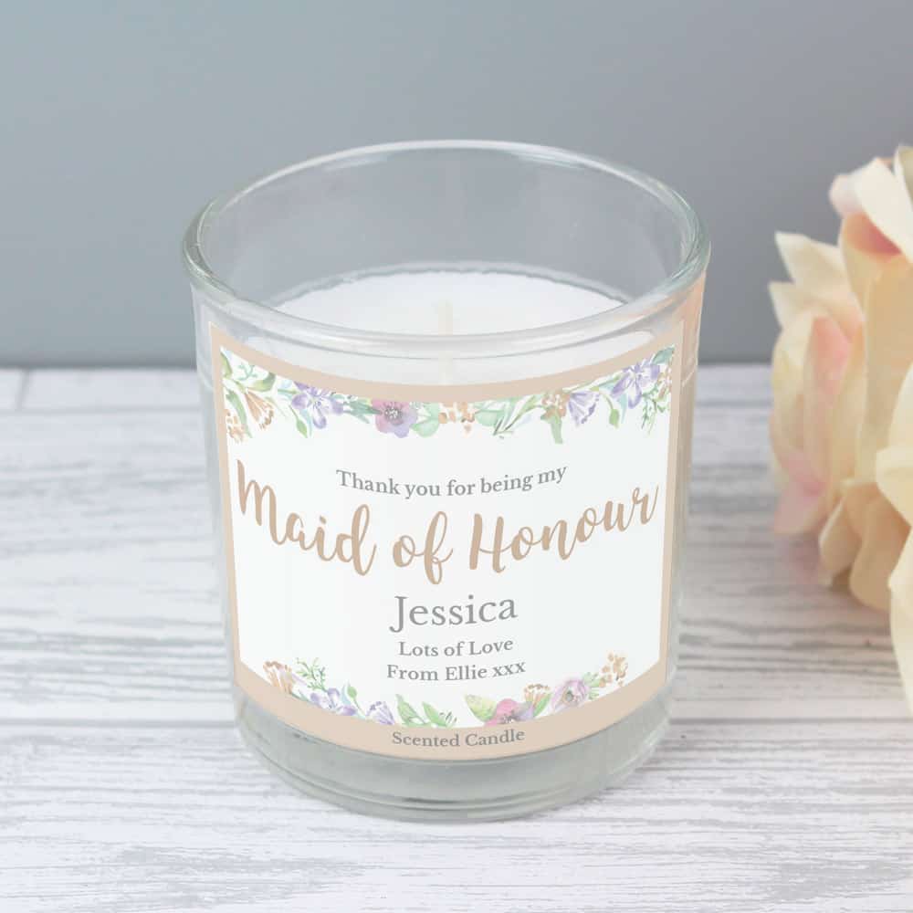 Maid of Honour 'Floral Watercolour Wedding' Scented Jar Candle