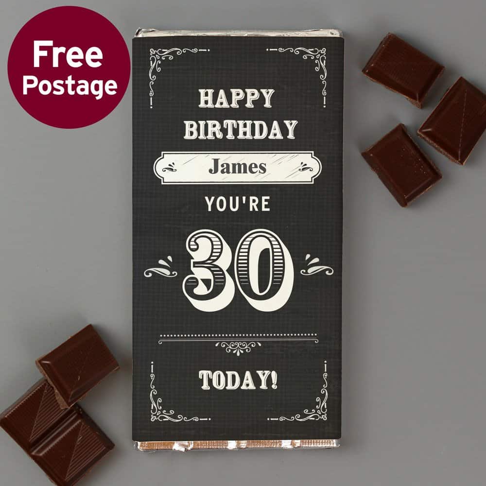 Birthday Vintage Typography Milk Chocolate Bar