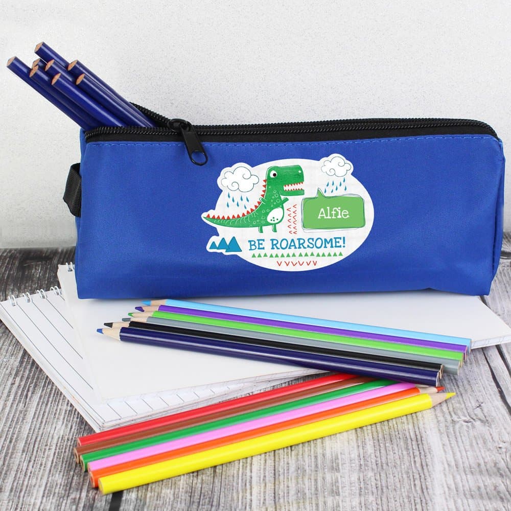 Be Roarsome' Dinosaur Blue Pencil Case