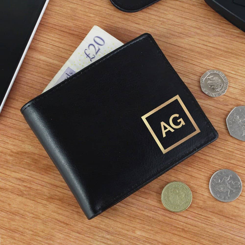 Gold Initials Leather Wallet