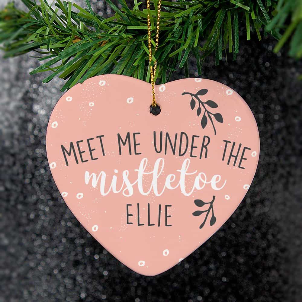 Meet Me Under The Mistletoe' Ceramic Heart Decoration