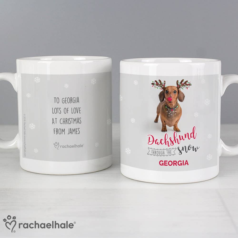 Rachael Hale Christmas Dachshund Through the Snow Mug