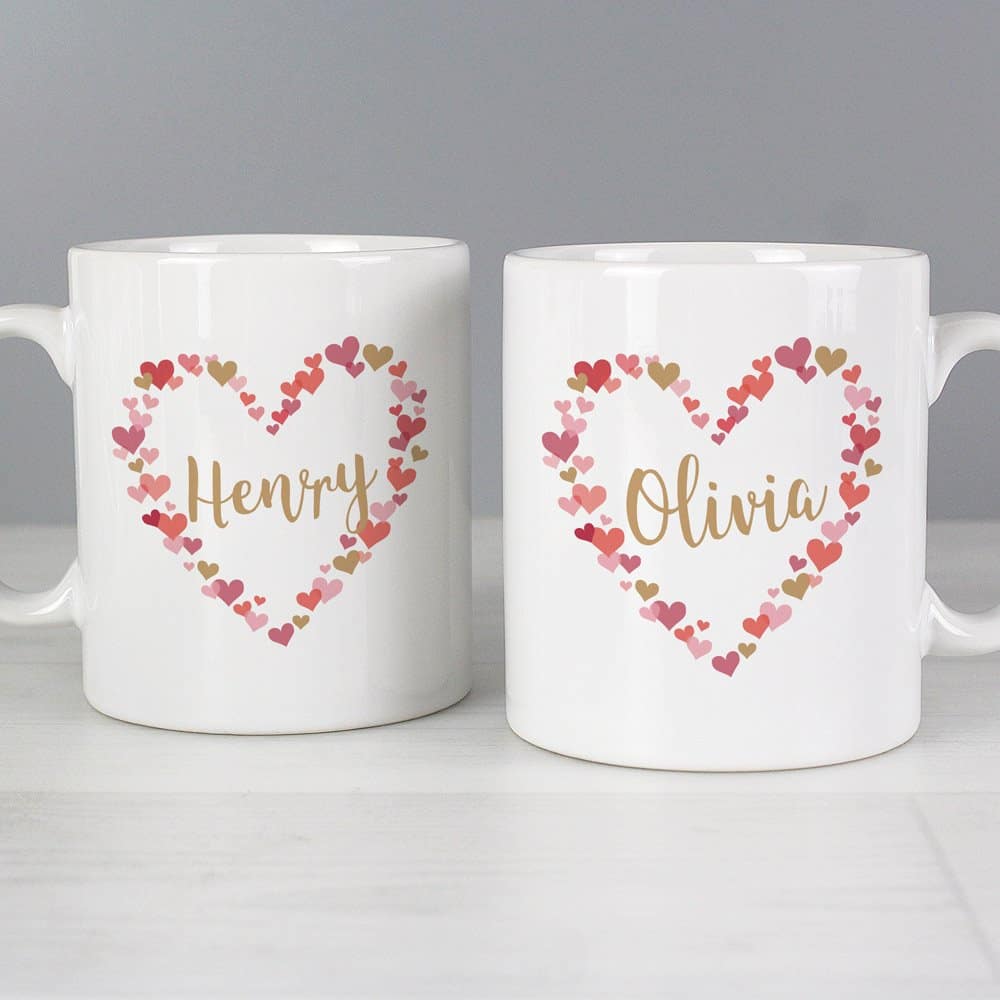 Confetti Hearts Wedding Mug Set