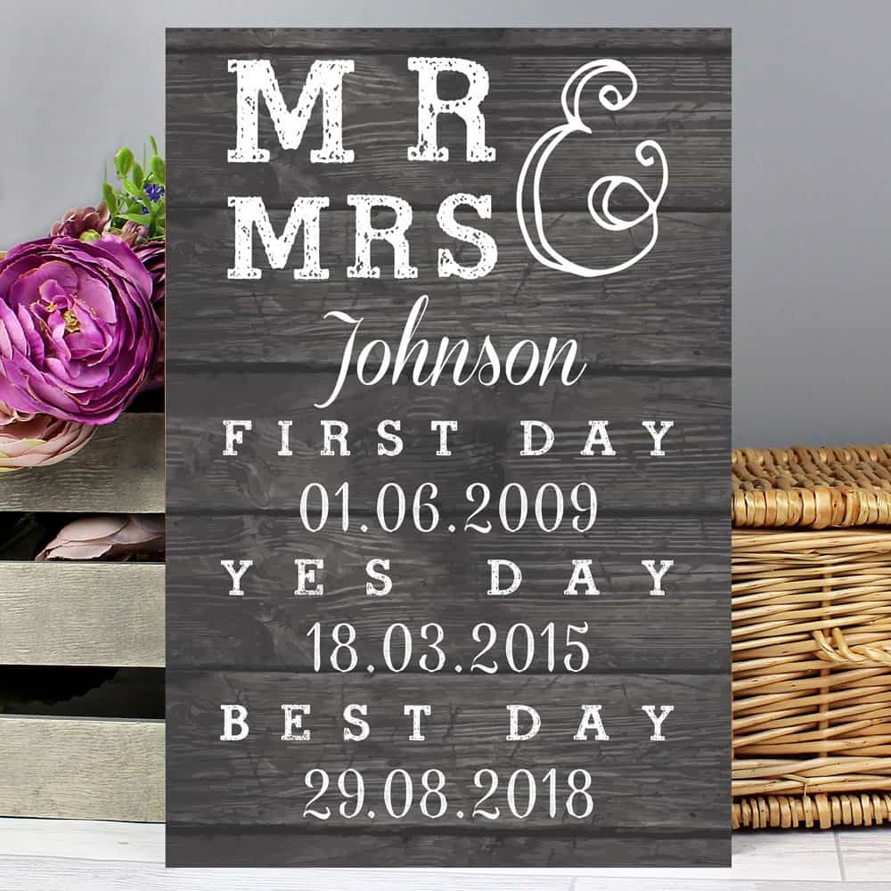 Mr & Mrs, First Day, Yes Day & Best Day Metal Sign