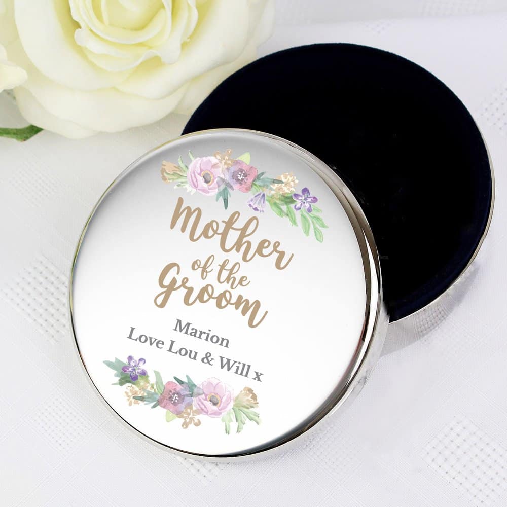 Mother of the Groom 'Floral Watercolour Wedding' Round Trinket Box