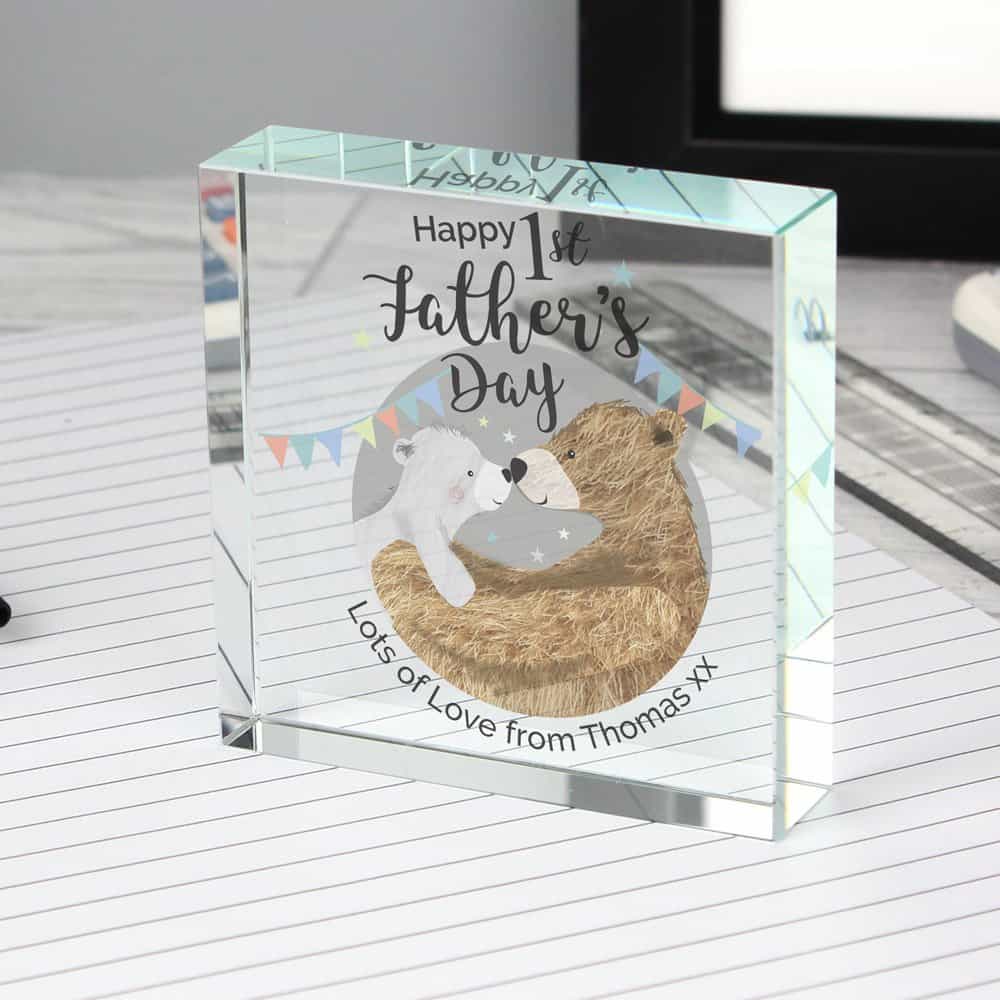 1st Father's Day Daddy Bear Large Crystal Token