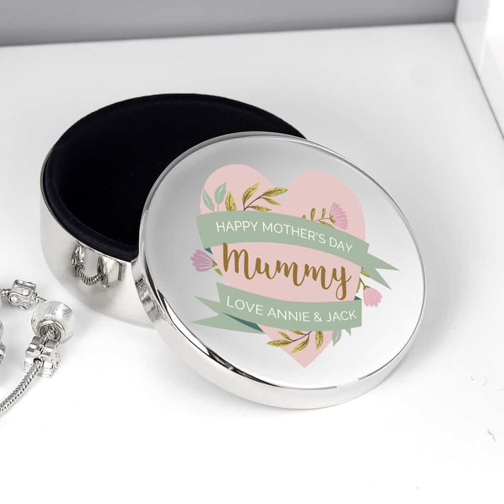 Floral Mother's Day Round Trinket Box