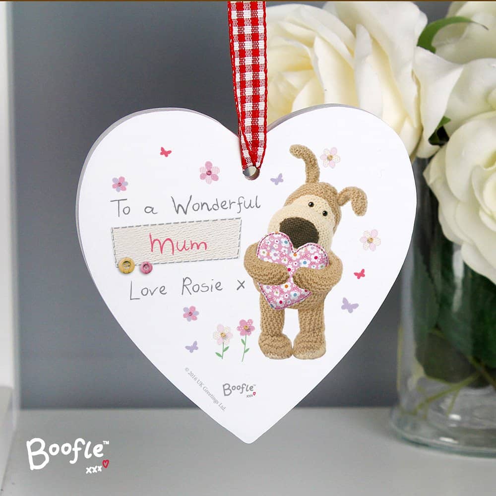 Boofle Flowers Wooden Heart Decoration