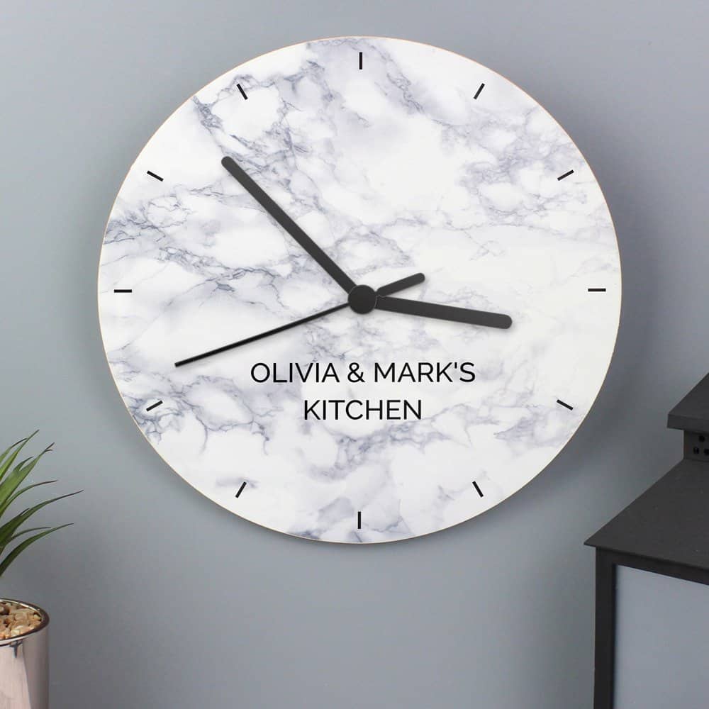 Marble Effect Wooden Clock