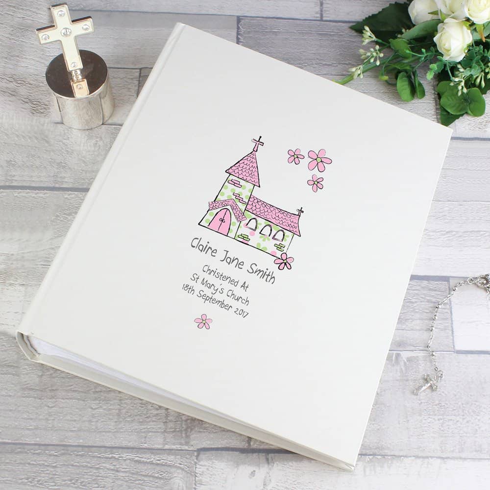 Whimsical Pink Church Album with Sleeves