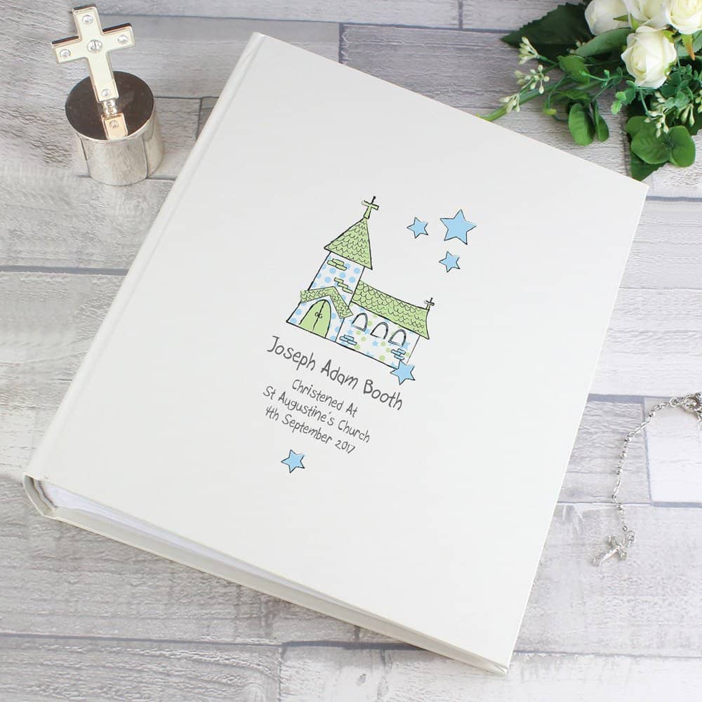 Whimsical Blue Church Album with Sleeves