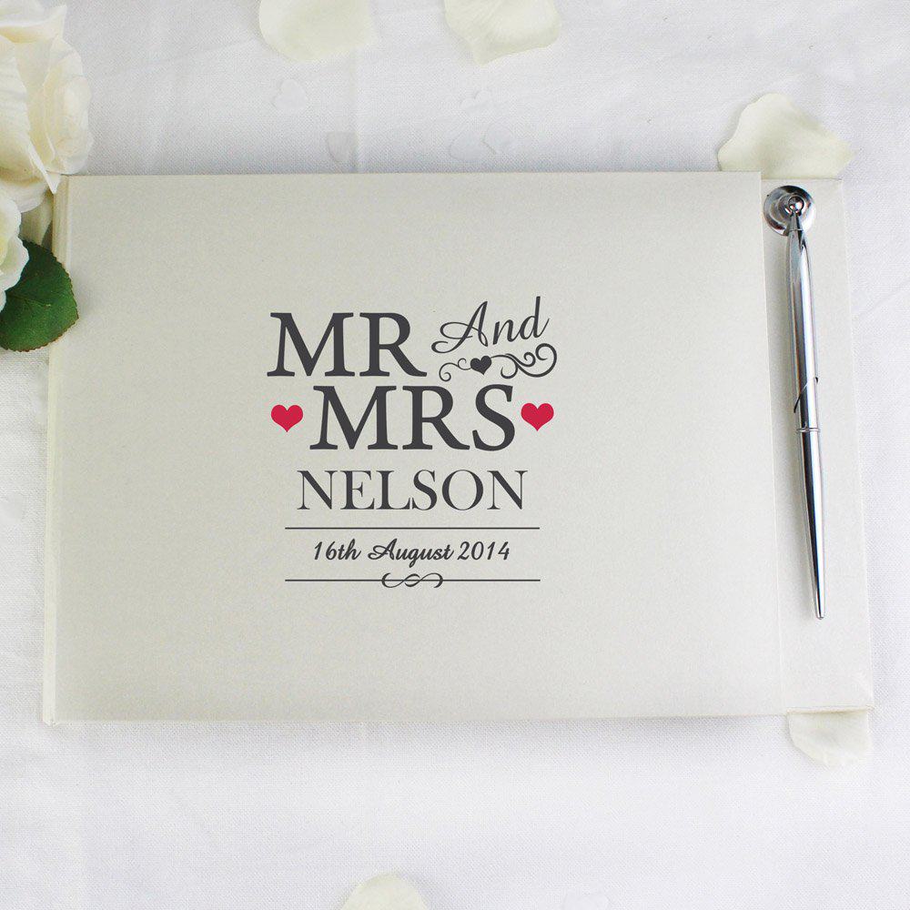 Mr & Mrs Hardback Guest Book & Pen