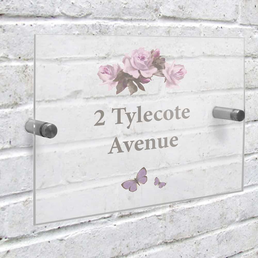 Vintage Rose Acrylic House Sign