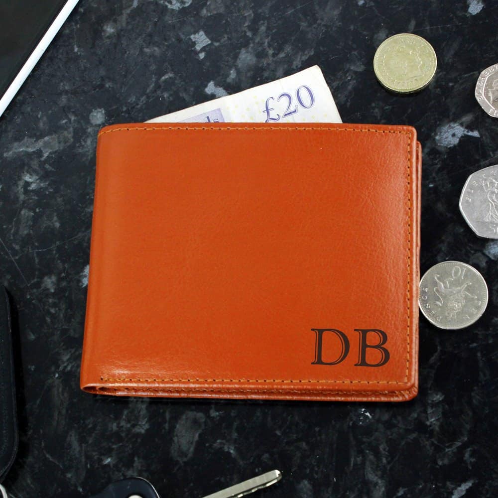 Initials Tan Leather Wallet