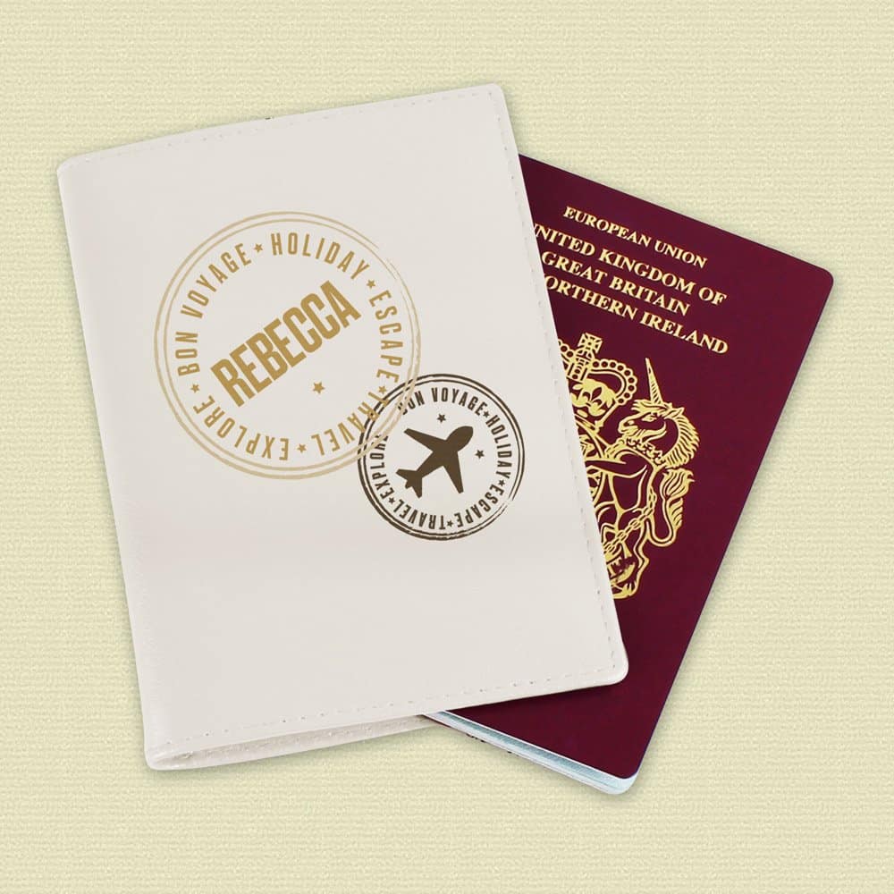 Stamped Cream Passport Holder