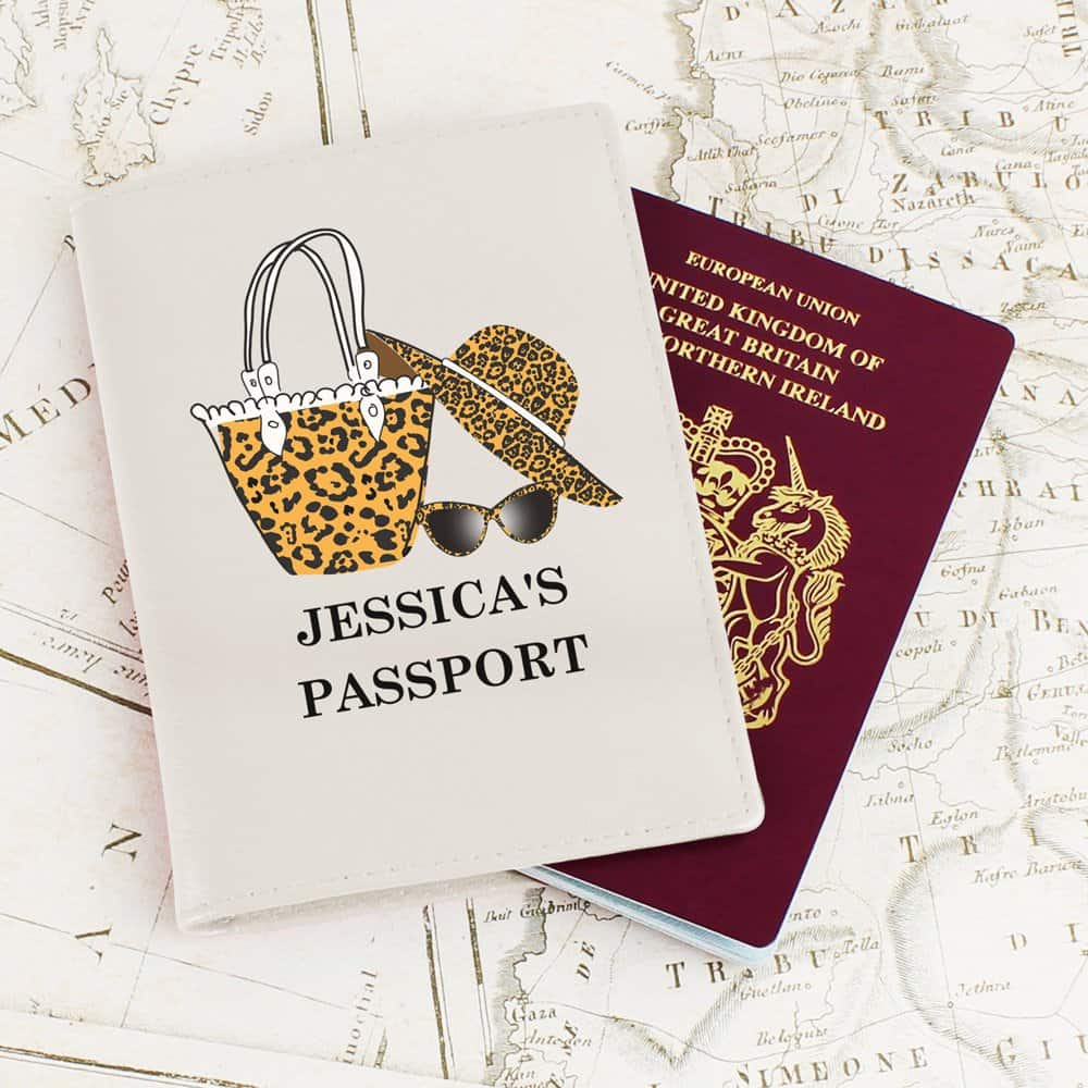 Leopard Print Cream Passport Holder