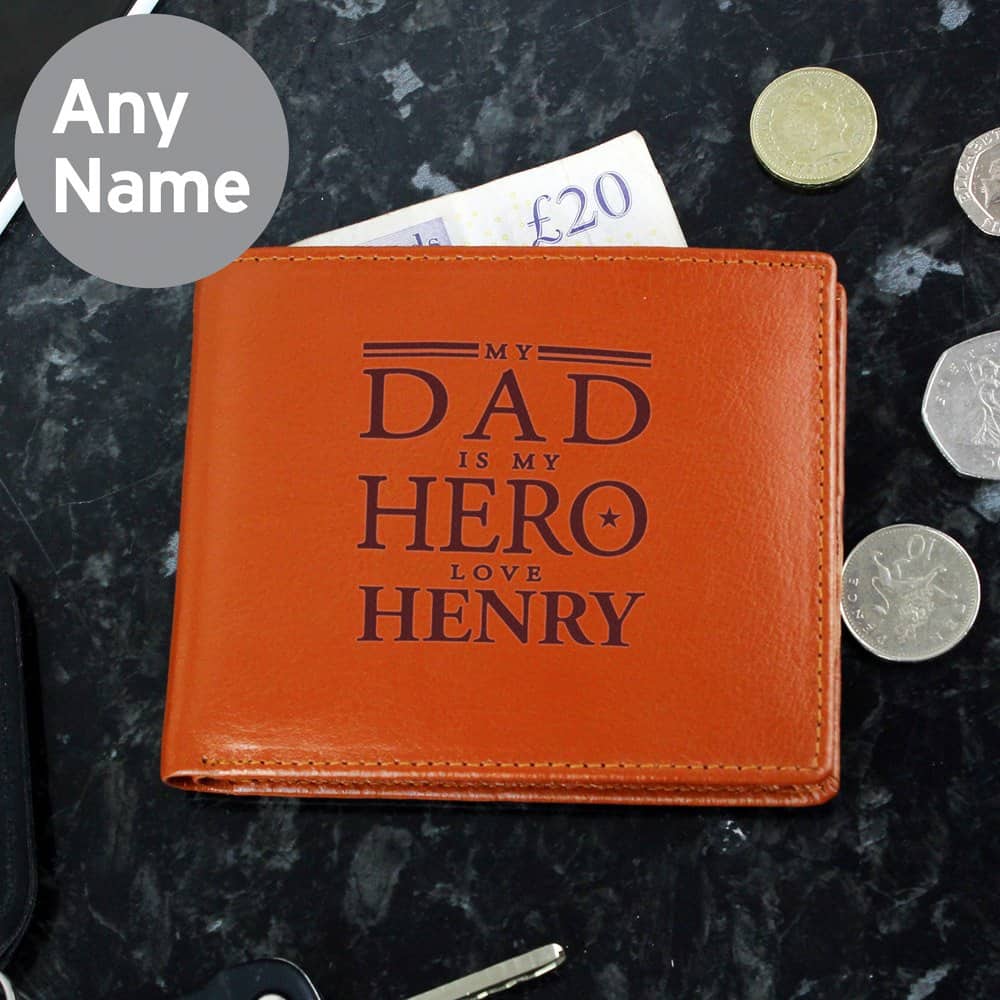 My Dad is My Hero Tan Leather Wallet