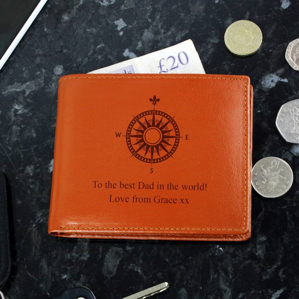 Compass Tan Leather Wallet