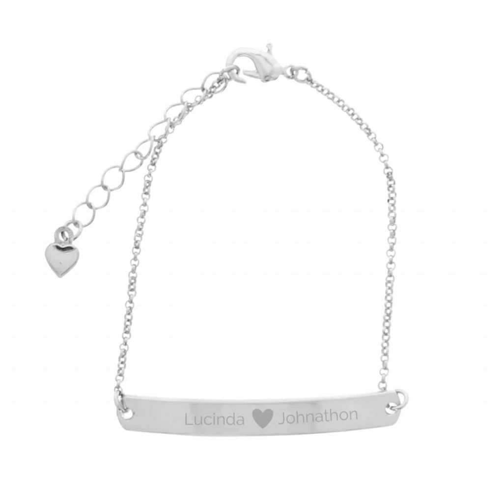 Silver Tone Heart Bar Bracelet