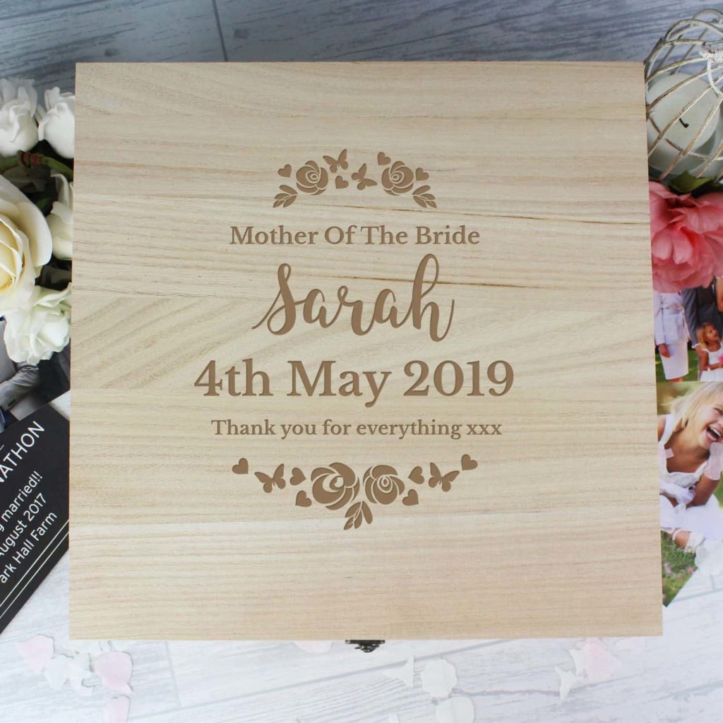 Any Role 'Floral Watercolour Wedding' Large Wooden Keepsake Box