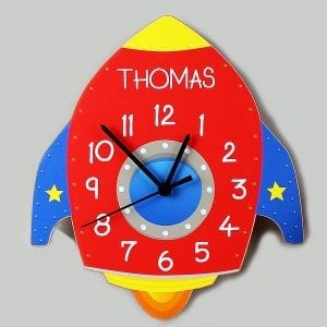 Rocket Shape Wooden Clock