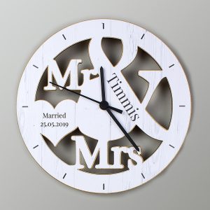 Mr & Mrs Shape Wooden Clock