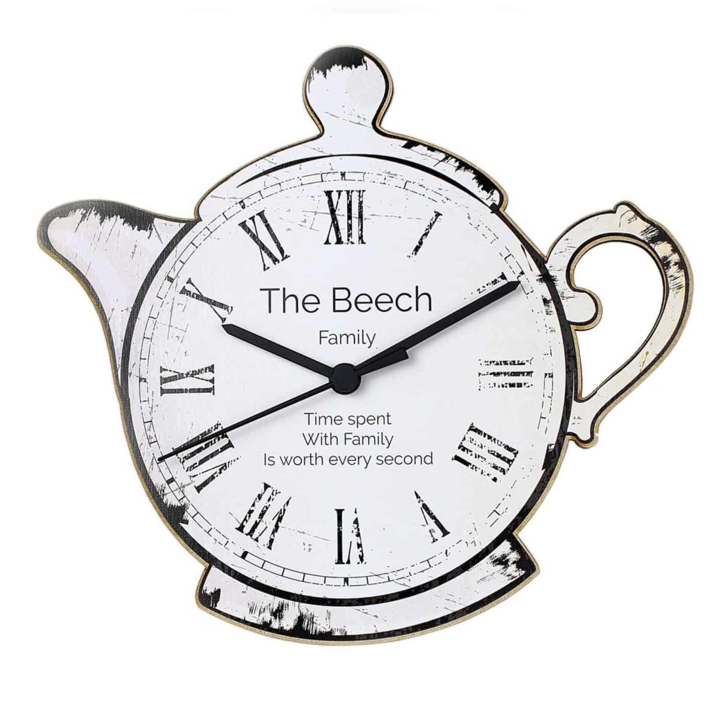Teapot Shape Wooden Clock