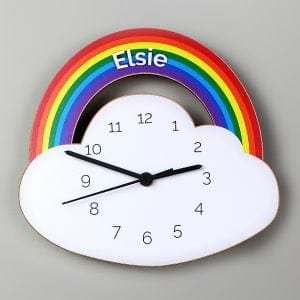 Rainbow and Cloud Shape Wooden Clock
