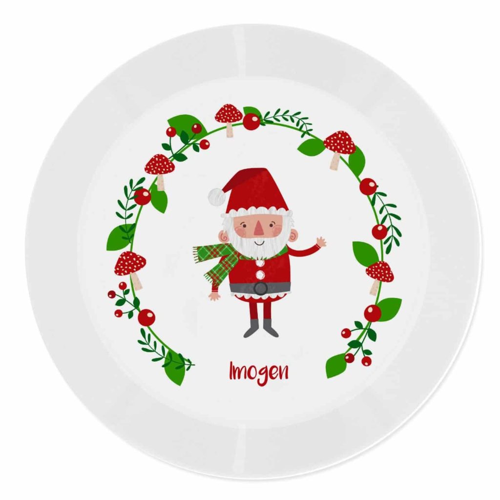 Christmas Toadstool Santa Plastic Plate