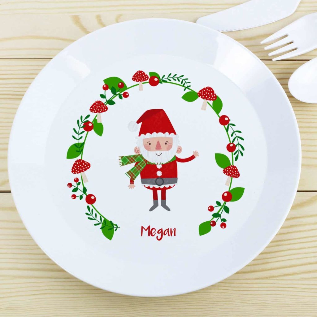 Christmas Toadstool Santa Plastic Plate
