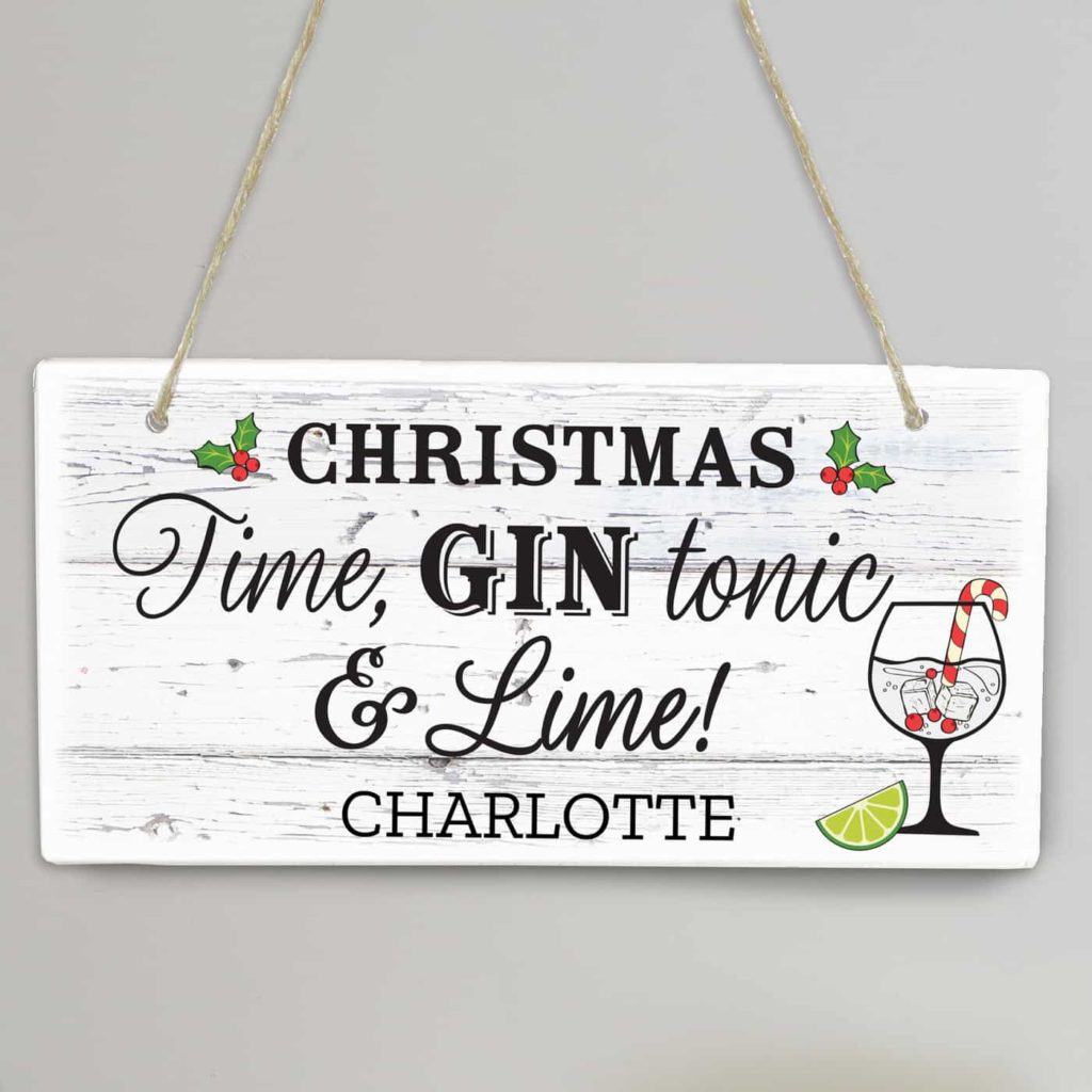 Christmas Gin Wooden Sign