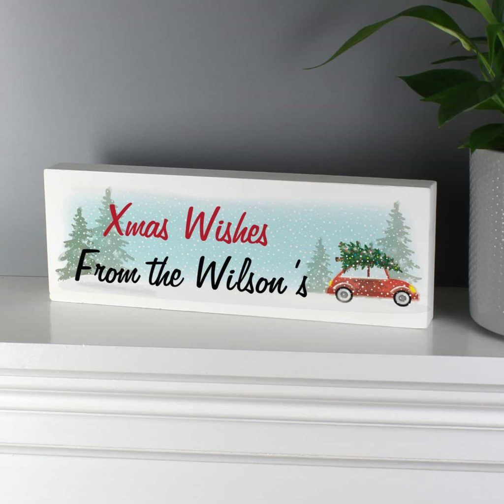 Driving Home For Christmas' Wooden Block Sign