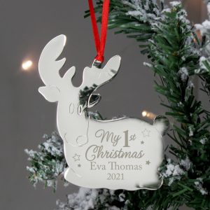 Personalised My 1st Christmas Reindeer Metal Decoration