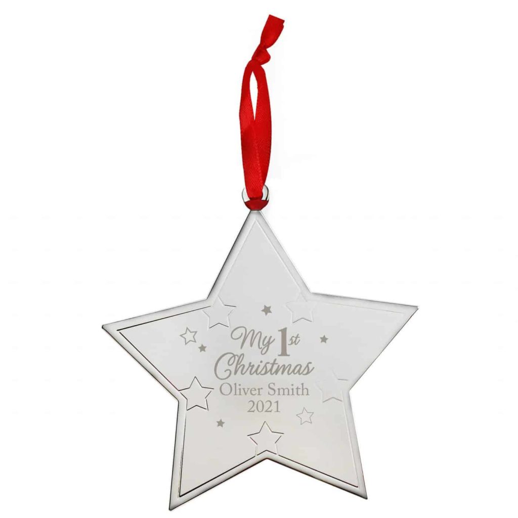 Personalised My 1st Christmas Star Metal Decoration