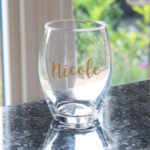 Personalised Gold Name Stemless Wine Glass