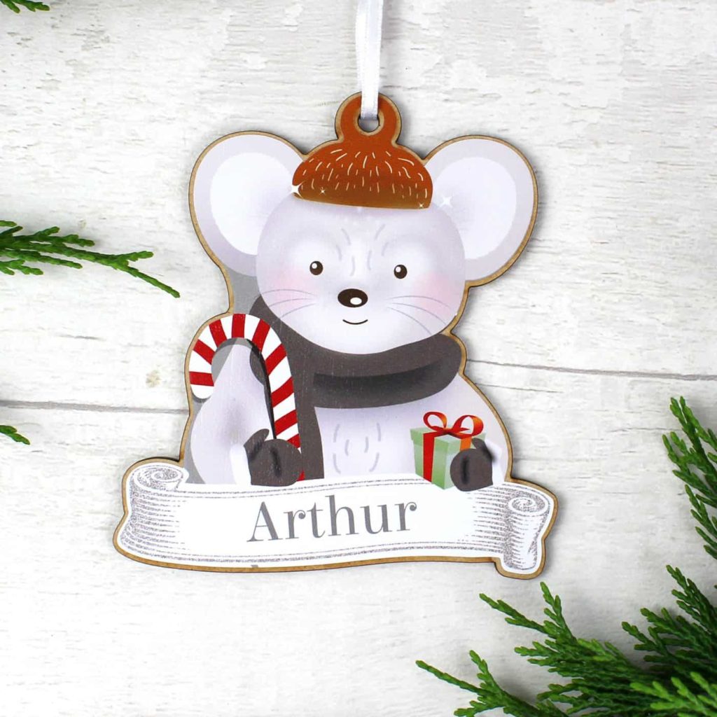 Personalised Set of Four Colourful Christmas Characters Wooden Hanging Decorations