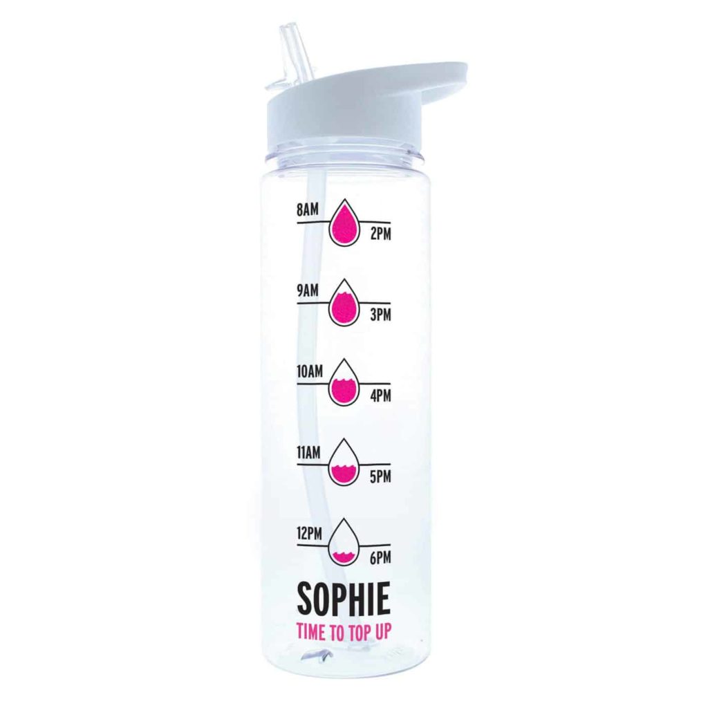 Personalised Pink 'Hydration Tracker' Island Water Bottle