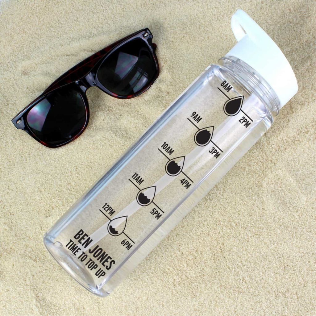 Personalised Black 'Hydration Tracker' Island Water Bottle