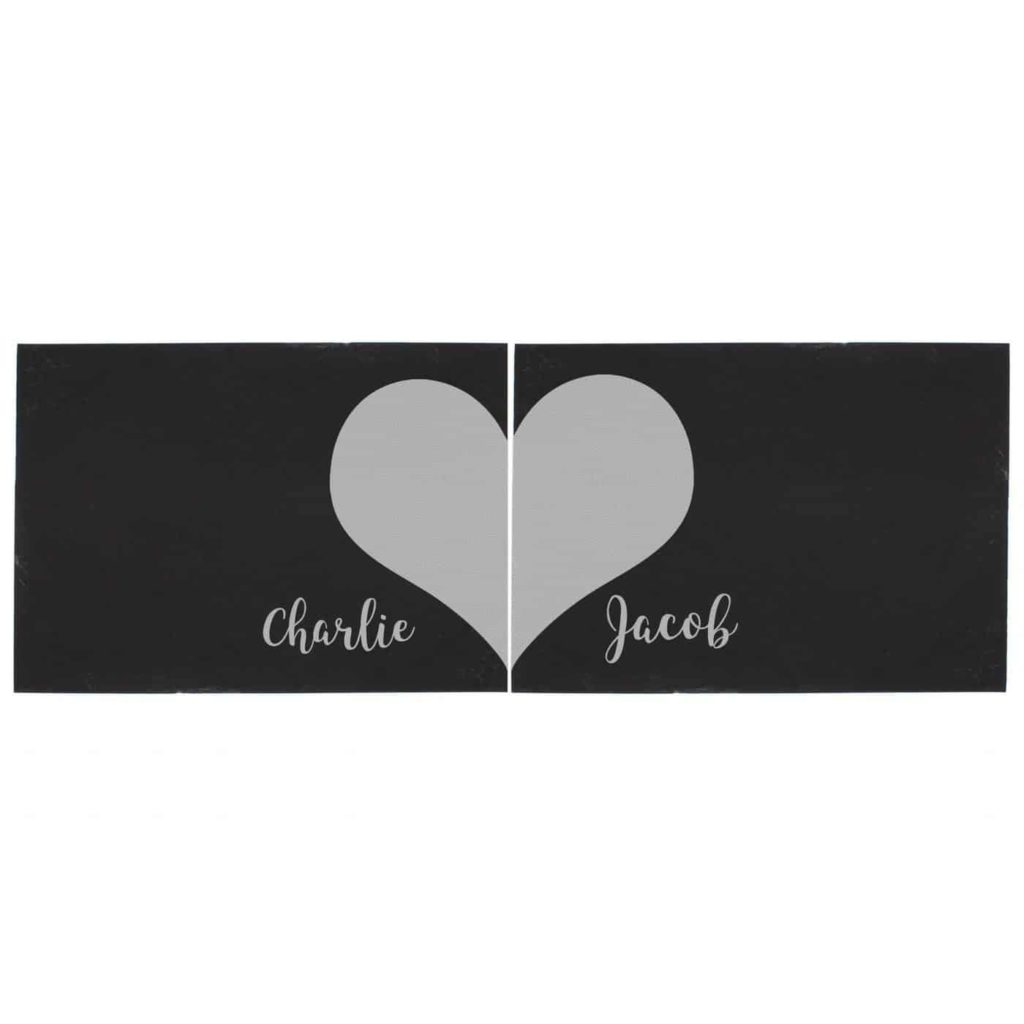 Personalised Two Hearts Slate Placemat Set
