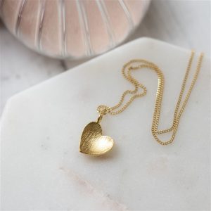 Brushed ‘Heart of Gold’ Pendant Necklace