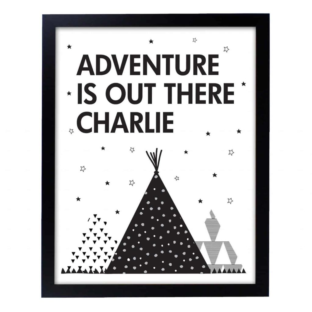 Personalised 'Adventure Is Out There' Black Framed Print
