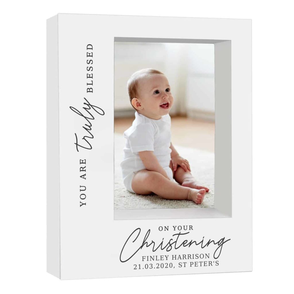 Truly Blessed' Christening 7x5 Box Photo Frame
